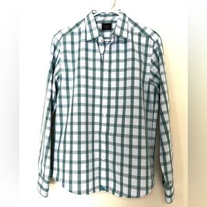 UNTUCKit ~ Keaton Green & White Check Cotton Button Down Slim Fit ~ Medium NWOT